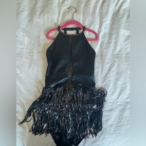 Girls Tap/Jazz Costume Black Sequin Skirt Leotard